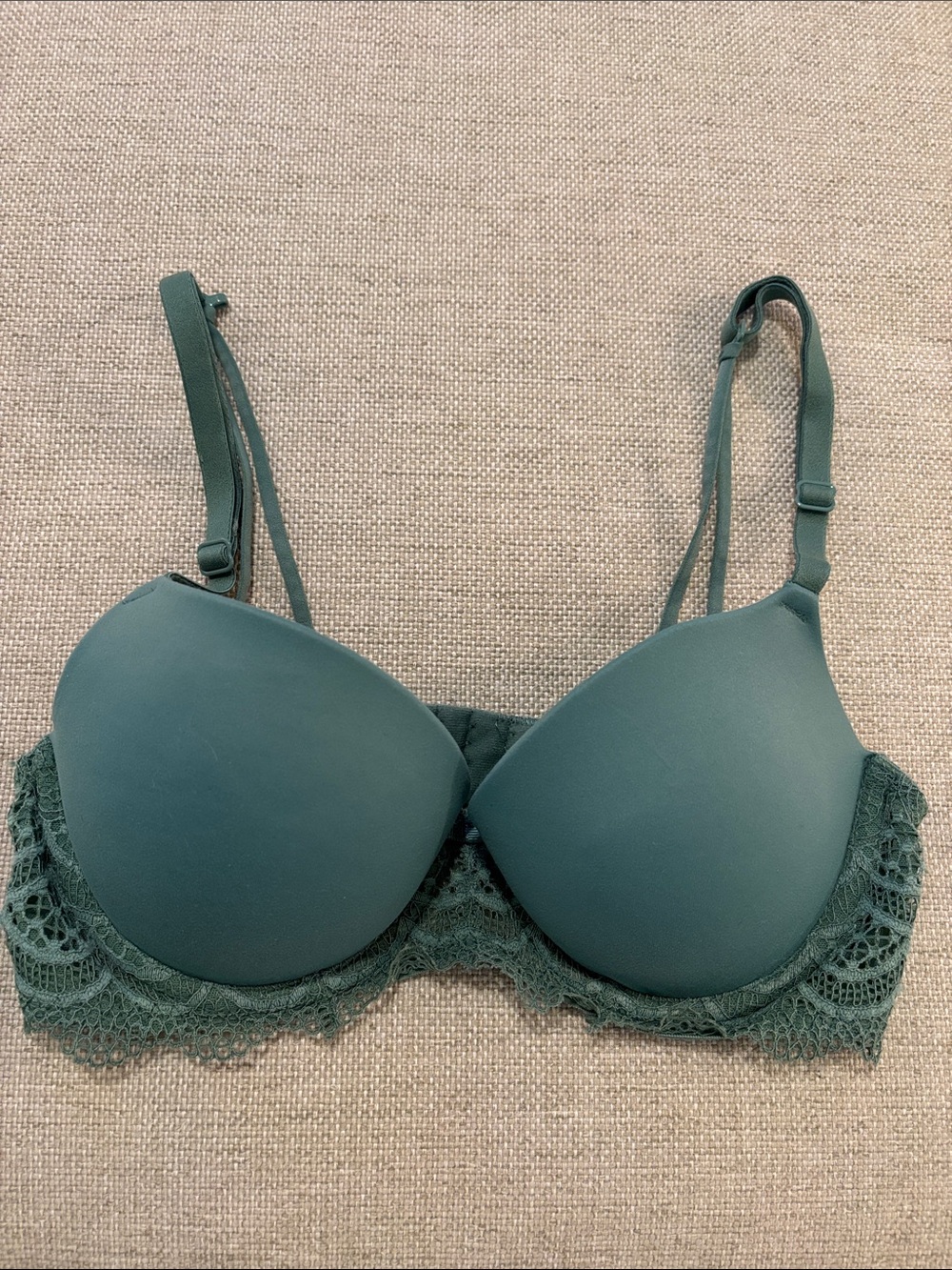 Auden Forest Green Lace-Trim Daydream Bra Size 32B
